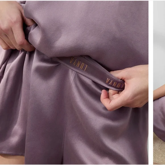 LUNYA BNWT Washable Silk Tee Short Set in Frosted Crocus Sizes M, L